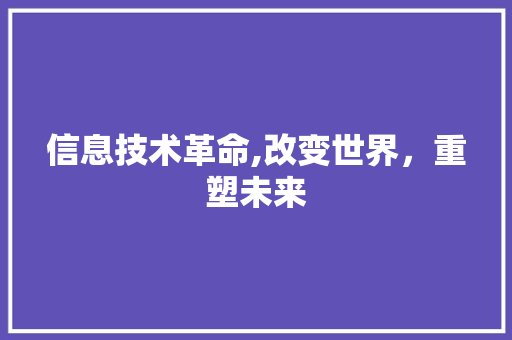 信息技术革命,改变世界，重塑未来