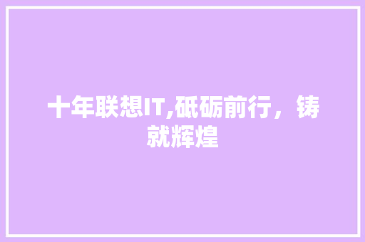 十年联想IT,砥砺前行，铸就辉煌
