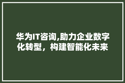 华为IT咨询,助力企业数字化转型，构建智能化未来
