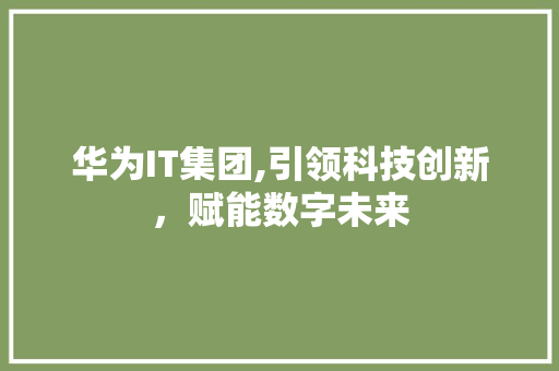 华为IT集团,引领科技创新，赋能数字未来