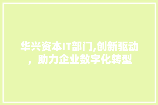 华兴资本IT部门,创新驱动，助力企业数字化转型