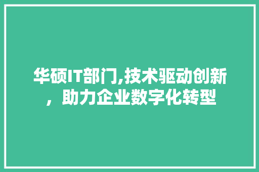 华硕IT部门,技术驱动创新，助力企业数字化转型