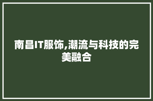 南昌IT服饰,潮流与科技的完美融合 小程序开发