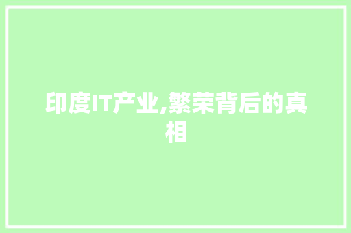 印度IT产业,繁荣背后的真相 搜狗优化