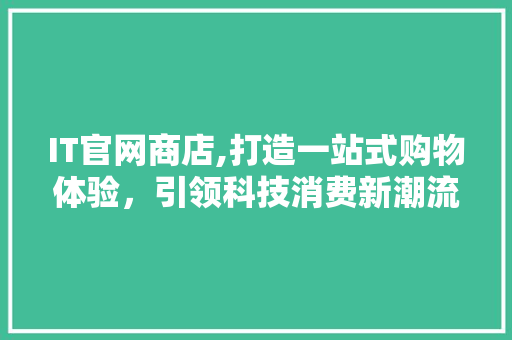IT官网商店,打造一站式购物体验，引领科技消费新潮流