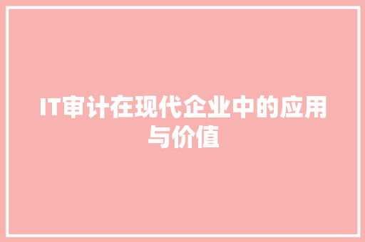 IT审计在现代企业中的应用与价值 网站优化