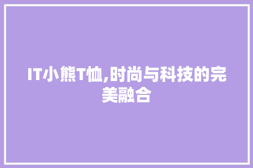 IT小熊T恤,时尚与科技的完美融合