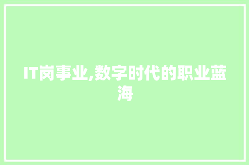 IT岗事业,数字时代的职业蓝海