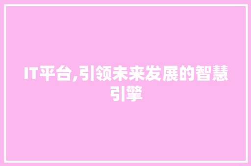 IT平台,引领未来发展的智慧引擎 搜狗优化