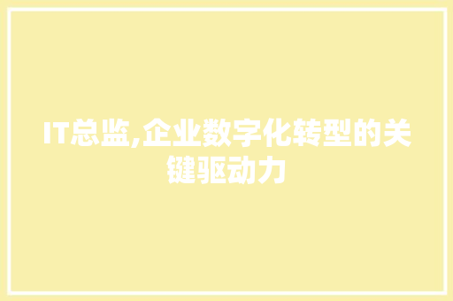 IT总监,企业数字化转型的关键驱动力