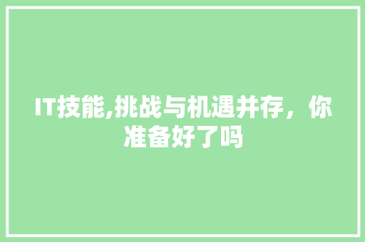 IT技能,挑战与机遇并存，你准备好了吗 网站优化