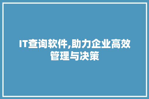 IT查询软件,助力企业高效管理与决策