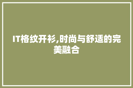 IT格纹开衫,时尚与舒适的完美融合 seo技术