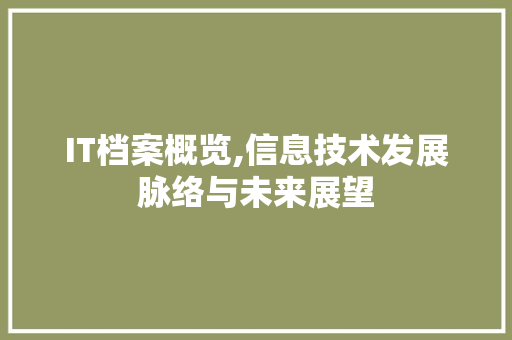 IT档案概览,信息技术发展脉络与未来展望 头条优化