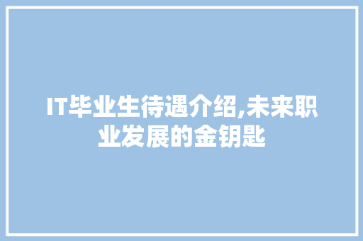 IT毕业生待遇介绍,未来职业发展的金钥匙