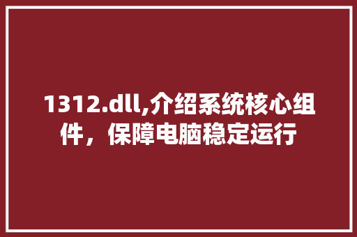 1312.dll,介绍系统核心组件，保障电脑稳定运行 百度算法