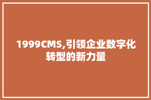1999CMS,引领企业数字化转型的新力量 seo技术