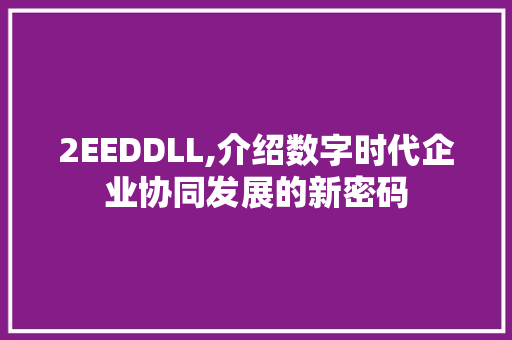 2EEDDLL,介绍数字时代企业协同发展的新密码