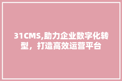 31CMS,助力企业数字化转型，打造高效运营平台