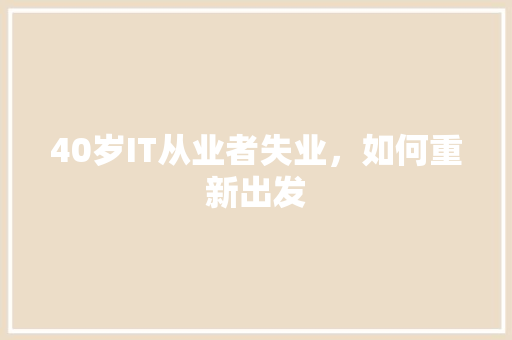 40岁IT从业者失业，如何重新出发 seo技术