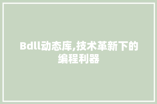 Bdll动态库,技术革新下的编程利器