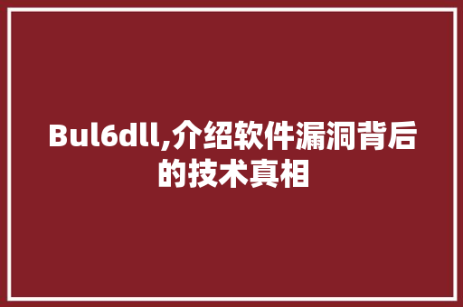 Bul6dll,介绍软件漏洞背后的技术真相