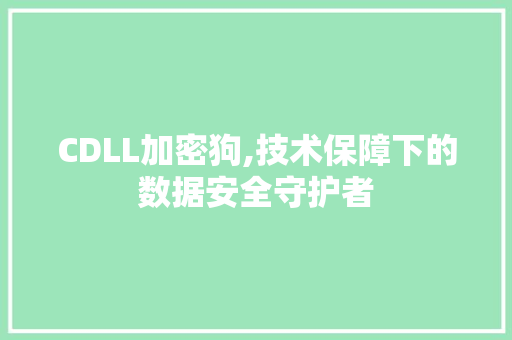 CDLL加密狗,技术保障下的数据安全守护者 AI技术学习