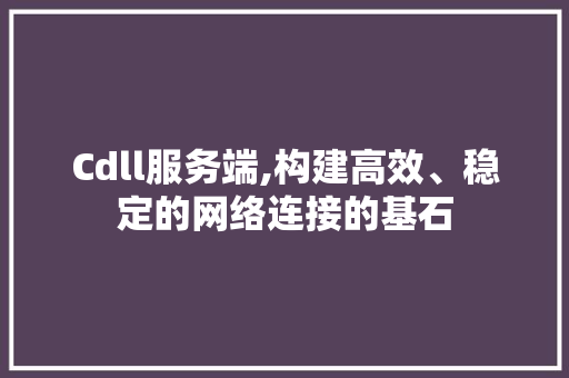 Cdll服务端,构建高效、稳定的网络连接的基石