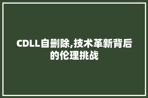 CDLL自删除,技术革新背后的伦理挑战