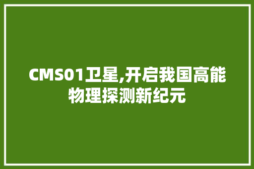 CMS01卫星,开启我国高能物理探测新纪元 seo技术