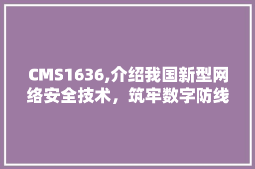 CMS1636,介绍我国新型网络安全技术，筑牢数字防线