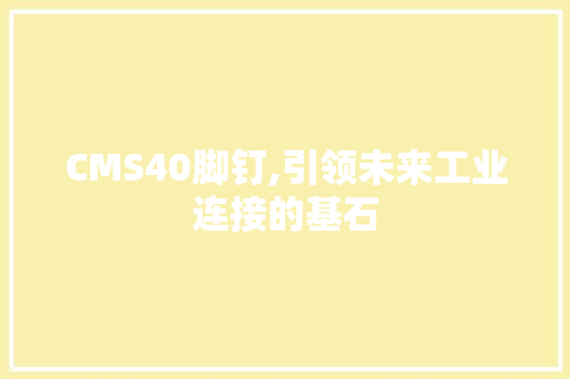 CMS40脚钉,引领未来工业连接的基石