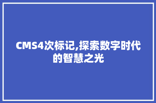 CMS4次标记,探索数字时代的智慧之光