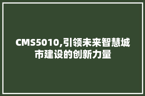 CMS5010,引领未来智慧城市建设的创新力量 搜狗优化