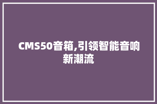 CMS50音箱,引领智能音响新潮流