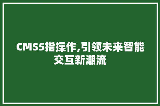 CMS5指操作,引领未来智能交互新潮流 小程序开发