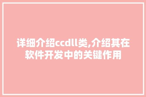 详细介绍ccdll类,介绍其在软件开发中的关键作用 英文谷歌算法