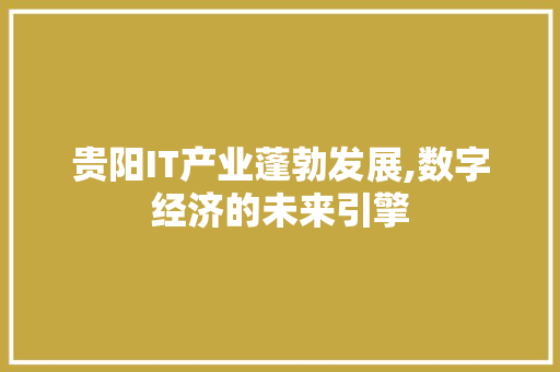 贵阳IT产业蓬勃发展,数字经济的未来引擎 英文谷歌算法