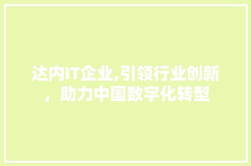 达内IT企业,引领行业创新，助力中国数字化转型 头条优化