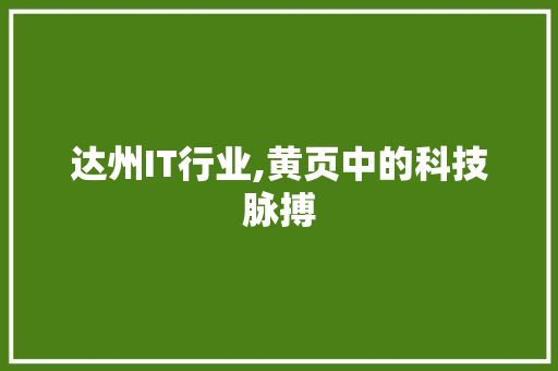 达州IT行业,黄页中的科技脉搏 头条优化