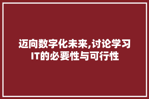 迈向数字化未来,讨论学习IT的必要性与可行性