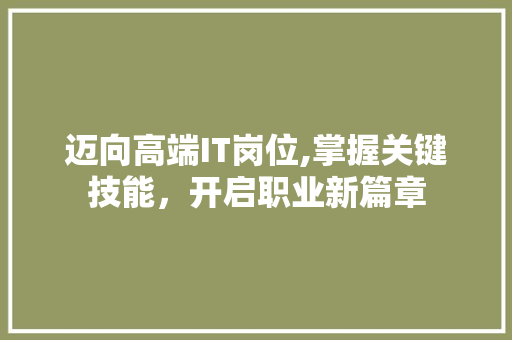 迈向高端IT岗位,掌握关键技能，开启职业新篇章