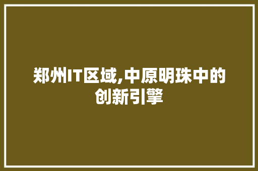 郑州IT区域,中原明珠中的创新引擎
