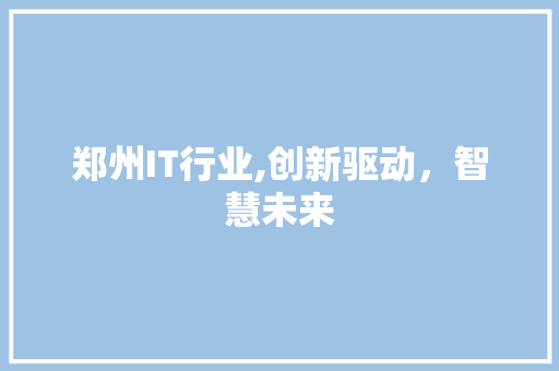 郑州IT行业,创新驱动，智慧未来 小程序开发