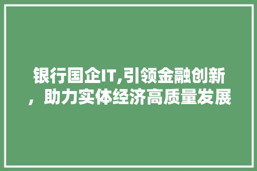 银行国企IT,引领金融创新，助力实体经济高质量发展 360搜优化