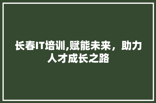 长春IT培训,赋能未来，助力人才成长之路