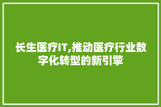 长生医疗IT,推动医疗行业数字化转型的新引擎