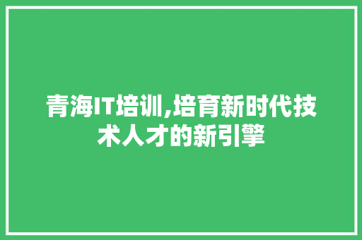 青海IT培训,培育新时代技术人才的新引擎