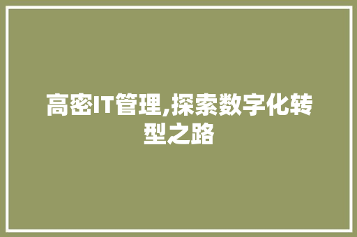 高密IT管理,探索数字化转型之路 百度算法