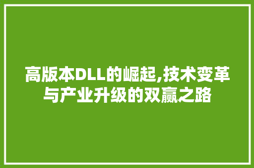 高版本DLL的崛起,技术变革与产业升级的双赢之路